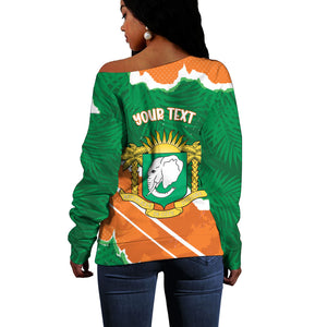 Cote d'Ivoire Independence Day Personalized Off Shoulder Sweater 1960 Proud Coat Of Arms Grunge Style