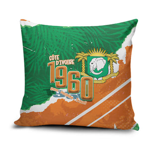 Cote d'Ivoire Independence Day Pillow Cover 1960 Proud Coat Of Arms Grunge Style