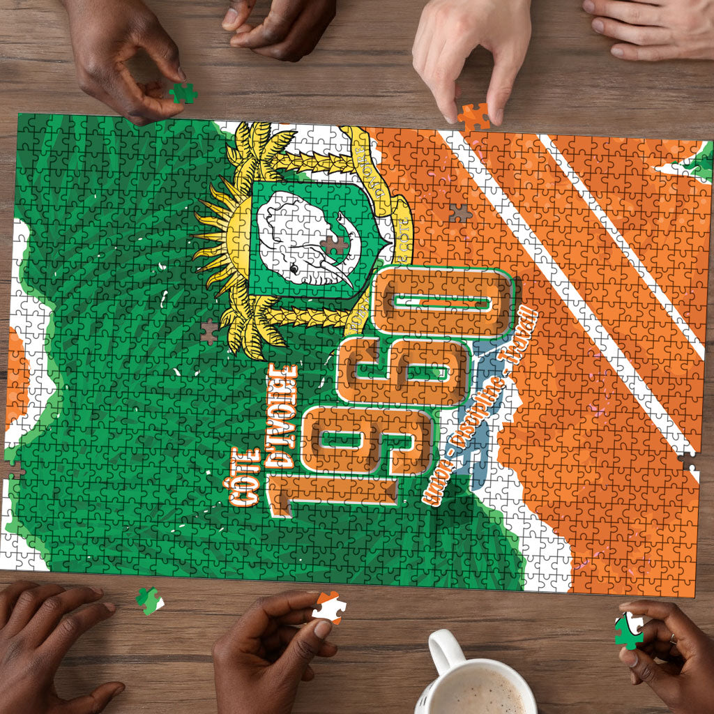 Cote d'Ivoire Independence Day Puzzle 1960 Proud Coat Of Arms Grunge Style