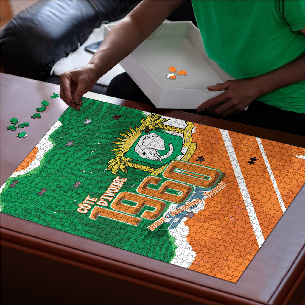 Cote d'Ivoire Independence Day Puzzle 1960 Proud Coat Of Arms Grunge Style