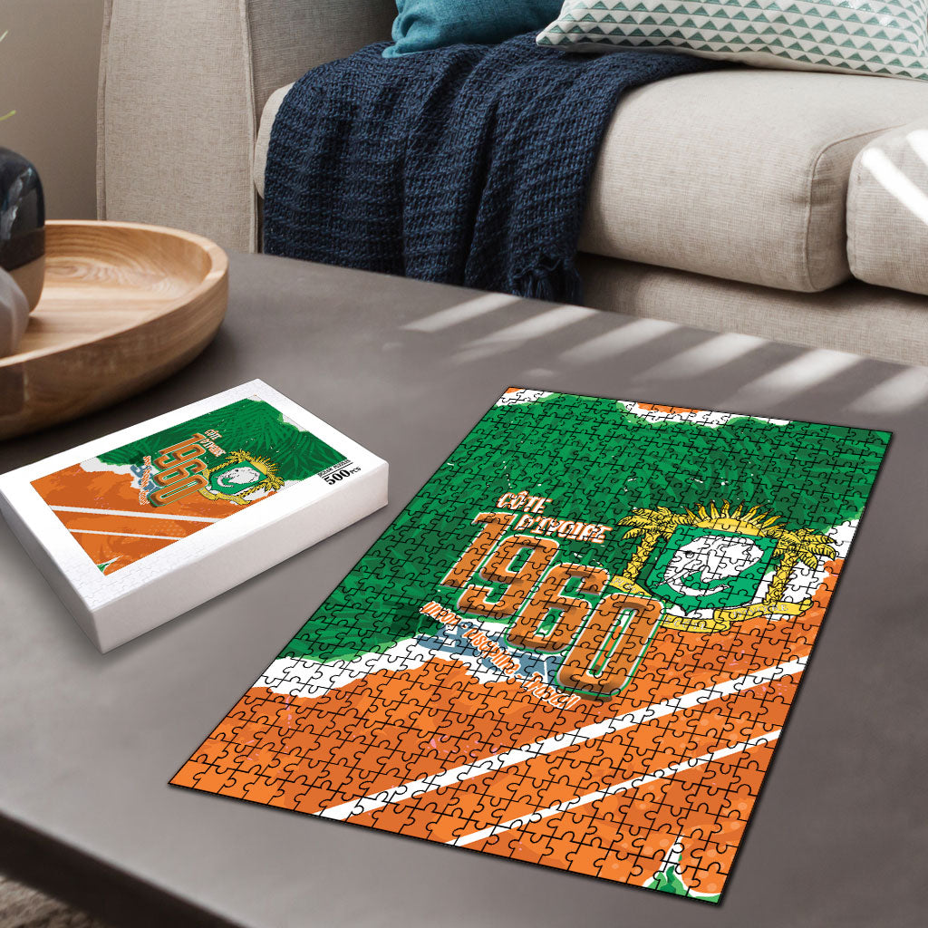 Cote d'Ivoire Independence Day Puzzle 1960 Proud Coat Of Arms Grunge Style