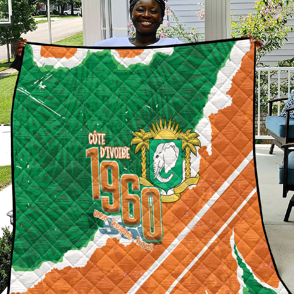 Cote d'Ivoire Independence Day Quilt 1960 Proud Coat Of Arms Grunge Style
