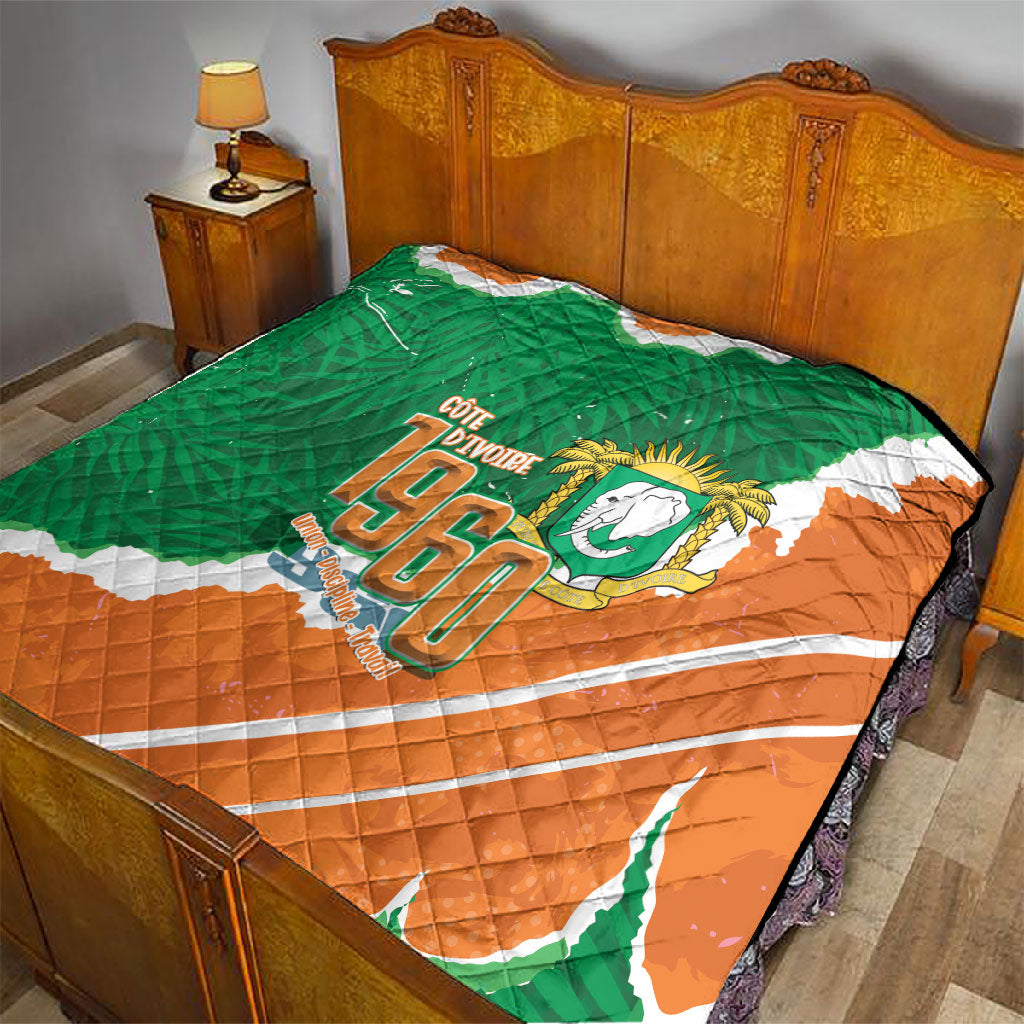 Cote d'Ivoire Independence Day Quilt 1960 Proud Coat Of Arms Grunge Style