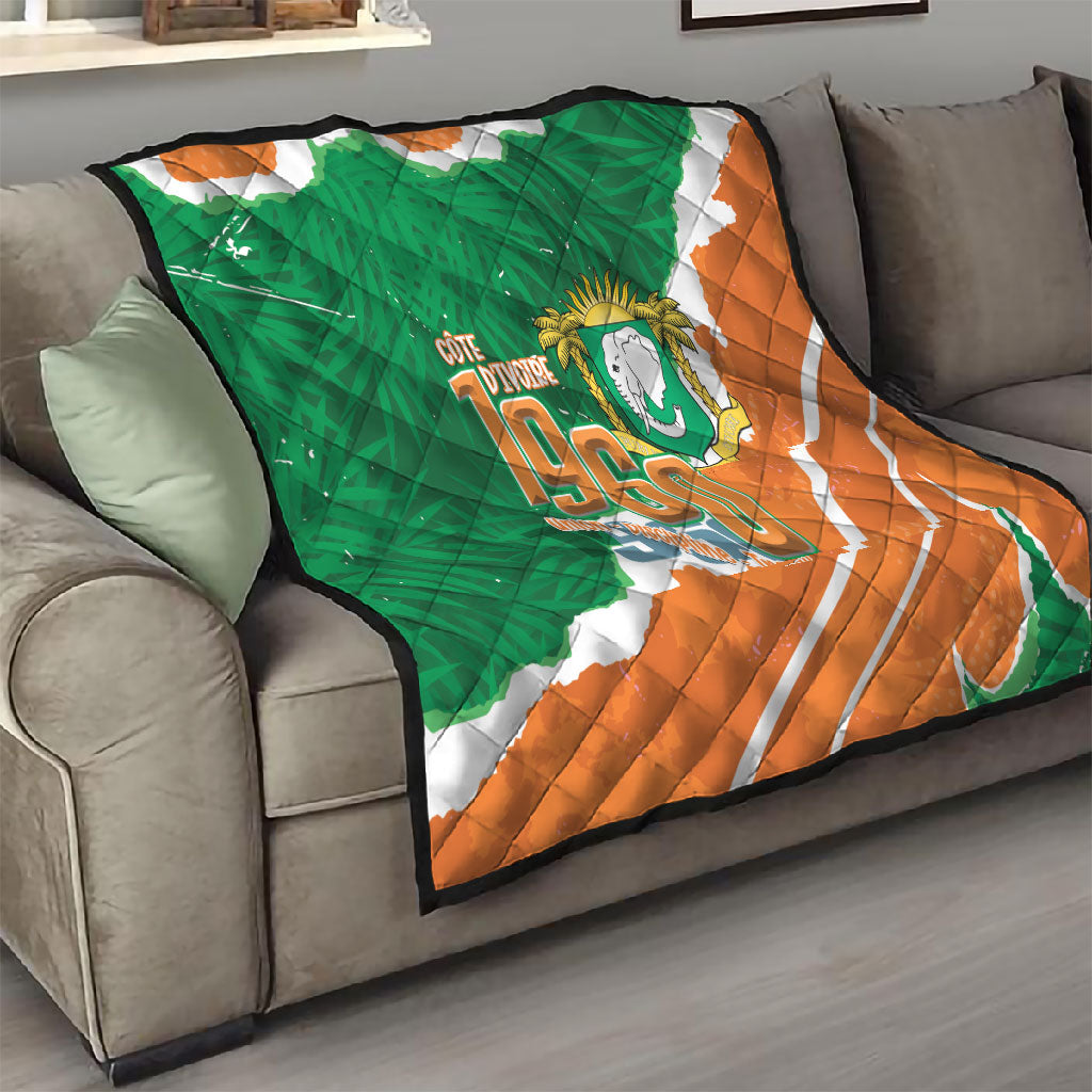 Cote d'Ivoire Independence Day Quilt 1960 Proud Coat Of Arms Grunge Style