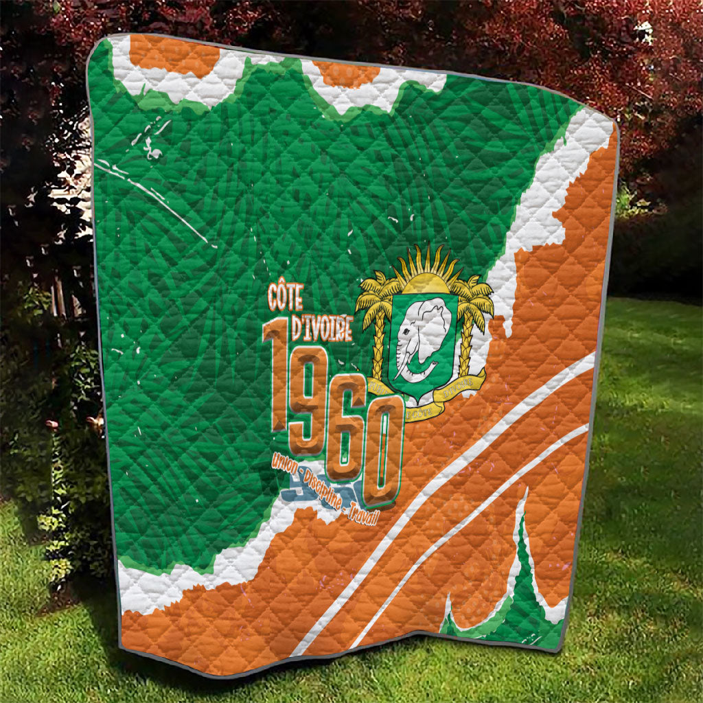 Cote d'Ivoire Independence Day Quilt 1960 Proud Coat Of Arms Grunge Style