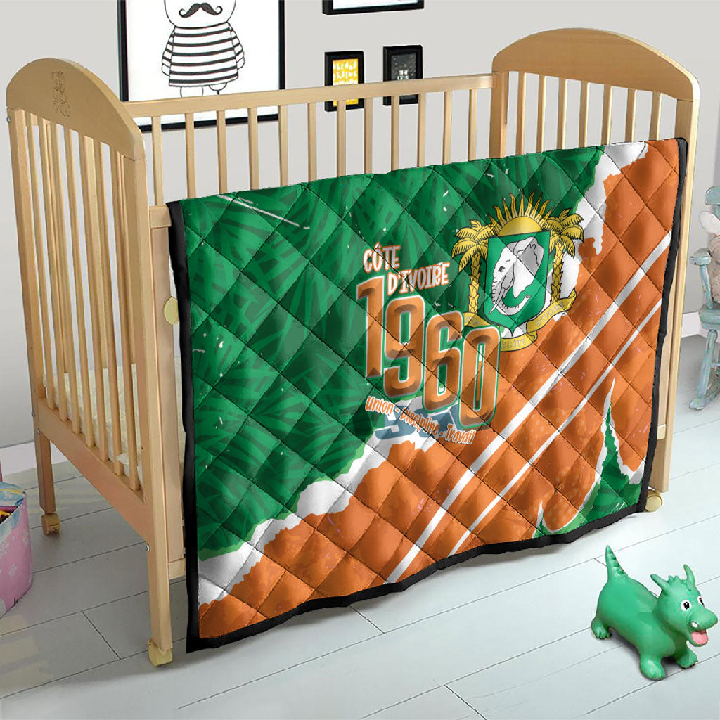 Cote d'Ivoire Independence Day Quilt 1960 Proud Coat Of Arms Grunge Style