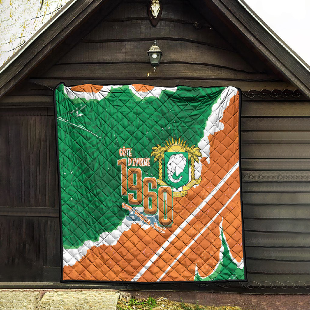 Cote d'Ivoire Independence Day Quilt 1960 Proud Coat Of Arms Grunge Style