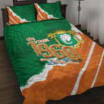 Cote d'Ivoire Independence Day Quilt Bed Set 1960 Proud Coat Of Arms Grunge Style