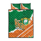 Cote d'Ivoire Independence Day Quilt Bed Set 1960 Proud Coat Of Arms Grunge Style