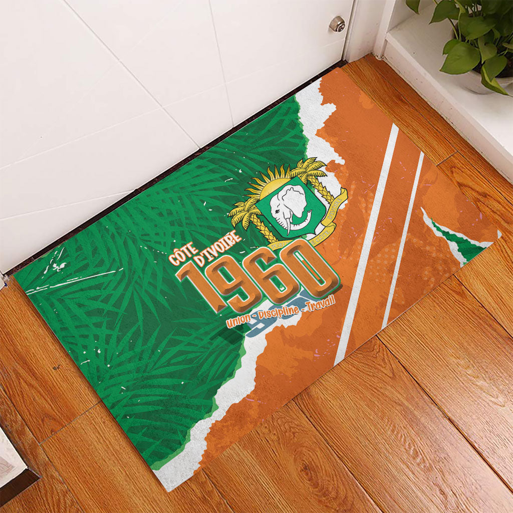 Cote d'Ivoire Independence Day Rubber Doormat 1960 Proud Coat Of Arms Grunge Style