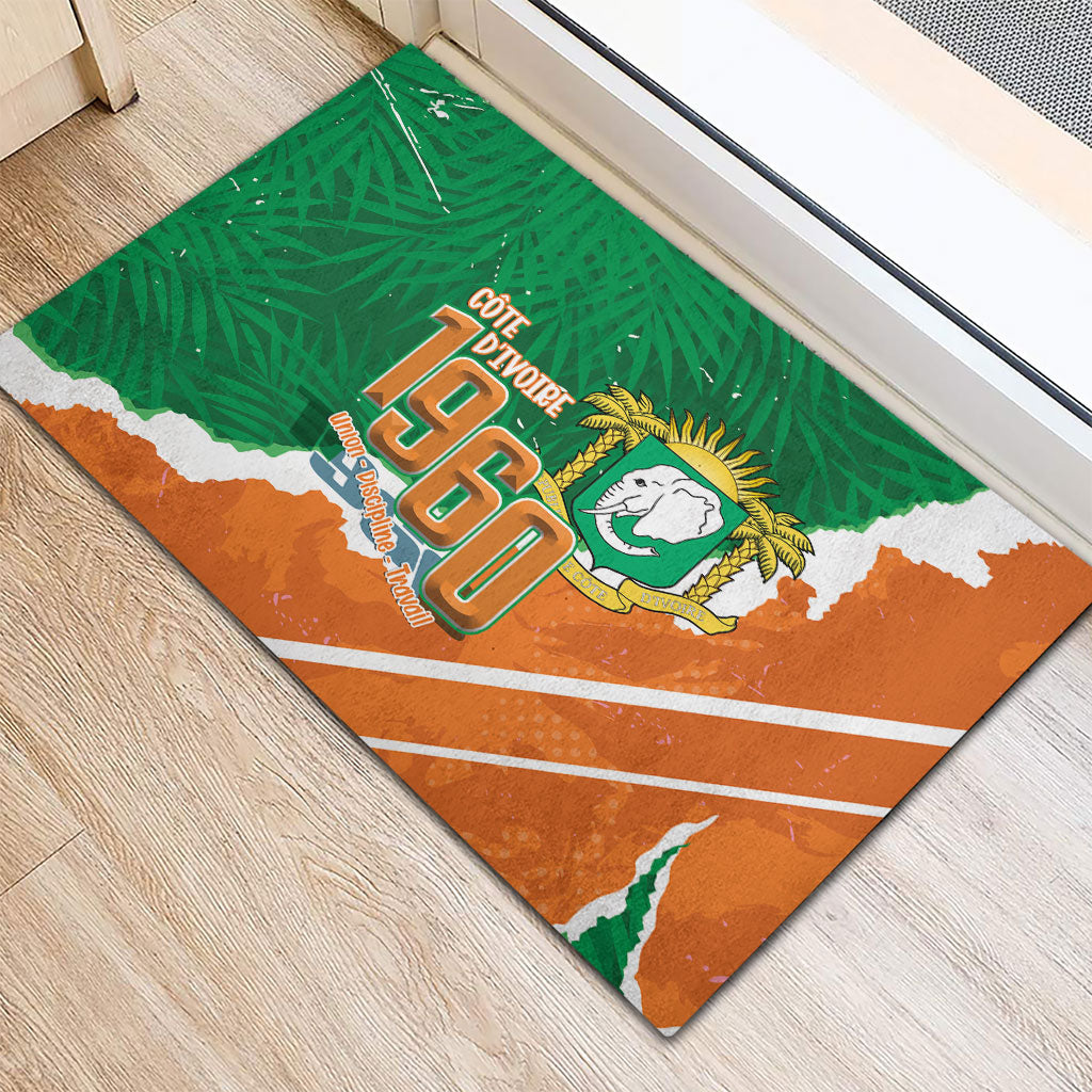Cote d'Ivoire Independence Day Rubber Doormat 1960 Proud Coat Of Arms Grunge Style