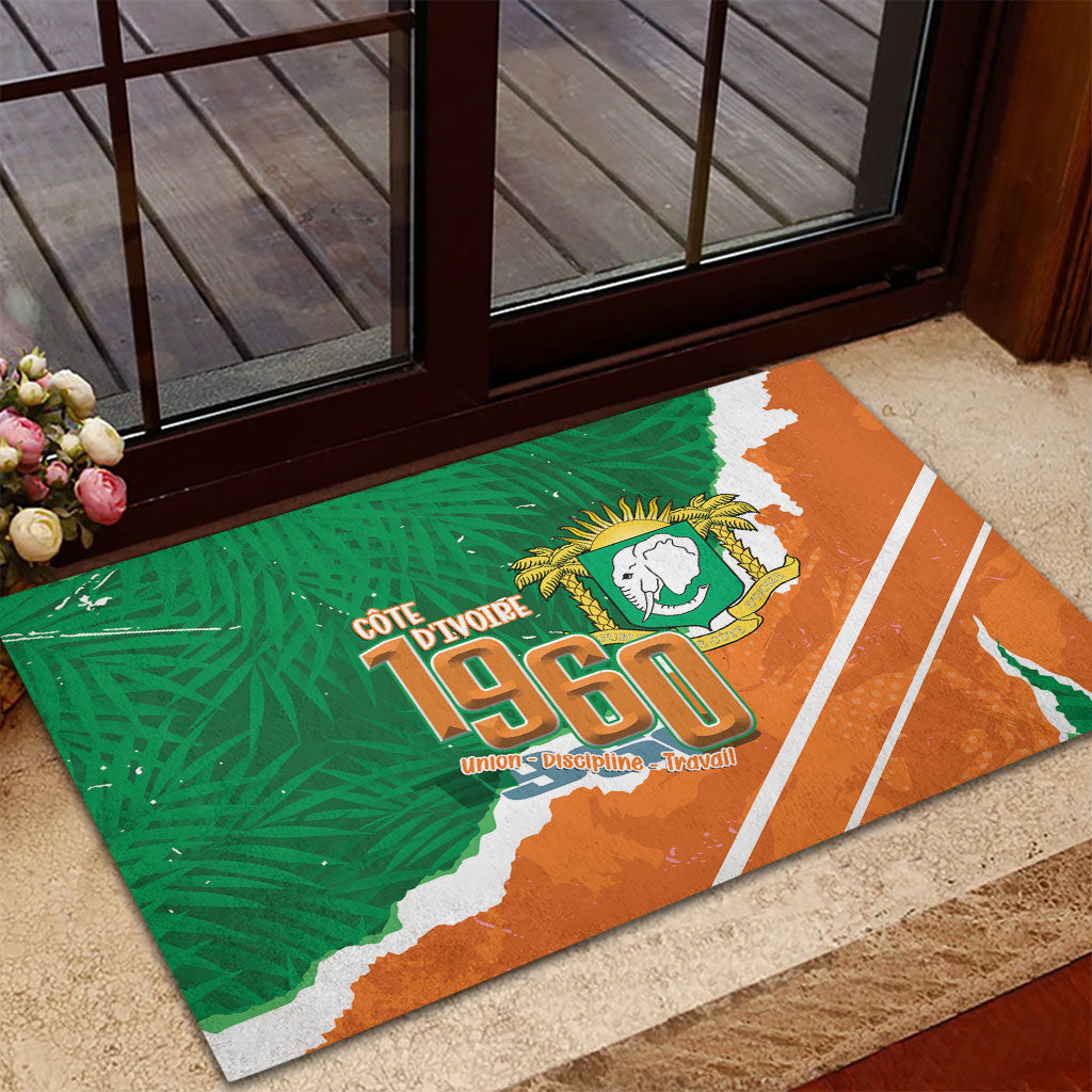 Cote d'Ivoire Independence Day Rubber Doormat 1960 Proud Coat Of Arms Grunge Style