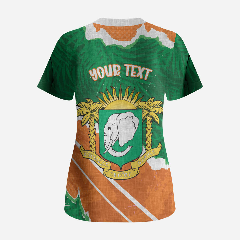 Cote d'Ivoire Independence Day Personalized Scrub Top 1960 Proud Coat Of Arms Grunge Style