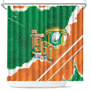 Cote d'Ivoire Independence Day Shower Curtain 1960 Proud Coat Of Arms Grunge Style