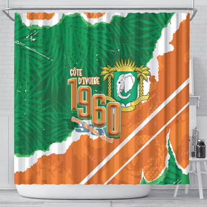 Cote d'Ivoire Independence Day Shower Curtain 1960 Proud Coat Of Arms Grunge Style