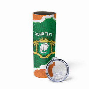 Cote d'Ivoire Independence Day Personalized Skinny Tumbler 1960 Proud Coat Of Arms Grunge Style