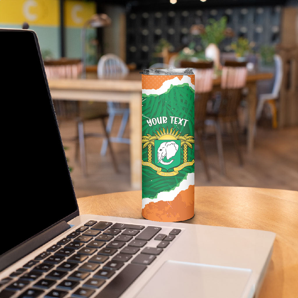 Cote d'Ivoire Independence Day Personalized Skinny Tumbler 1960 Proud Coat Of Arms Grunge Style