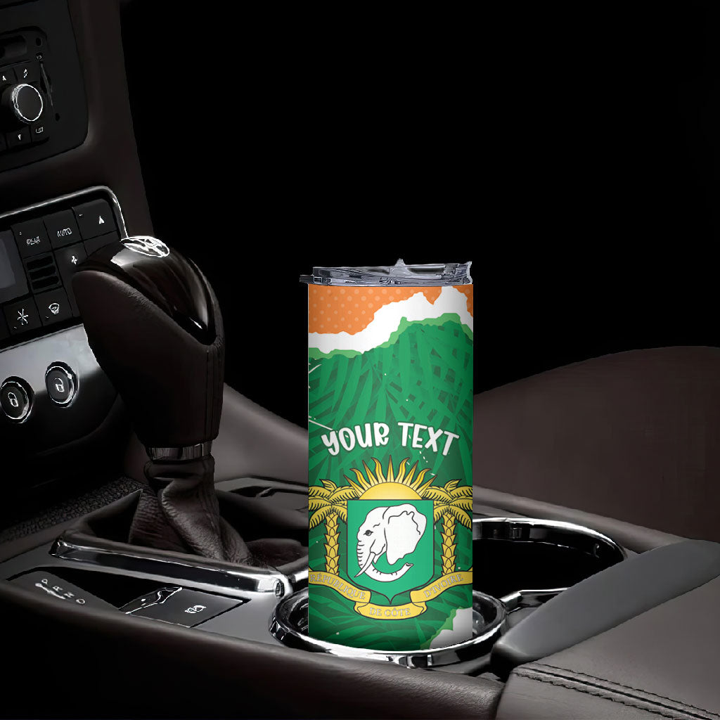 Cote d'Ivoire Independence Day Personalized Skinny Tumbler 1960 Proud Coat Of Arms Grunge Style