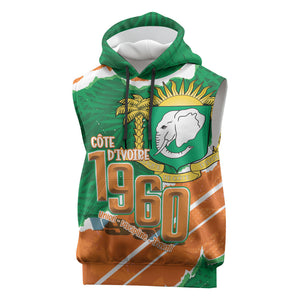 Cote d'Ivoire Independence Day Personalized Sleeveless Hoodie 1960 Proud Coat Of Arms Grunge Style