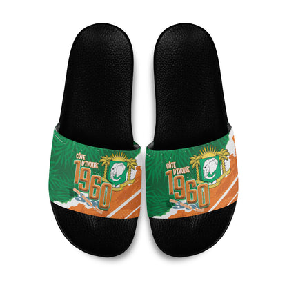 Cote d'Ivoire Independence Day Slide Sandals 1960 Proud Coat Of Arms Grunge Style