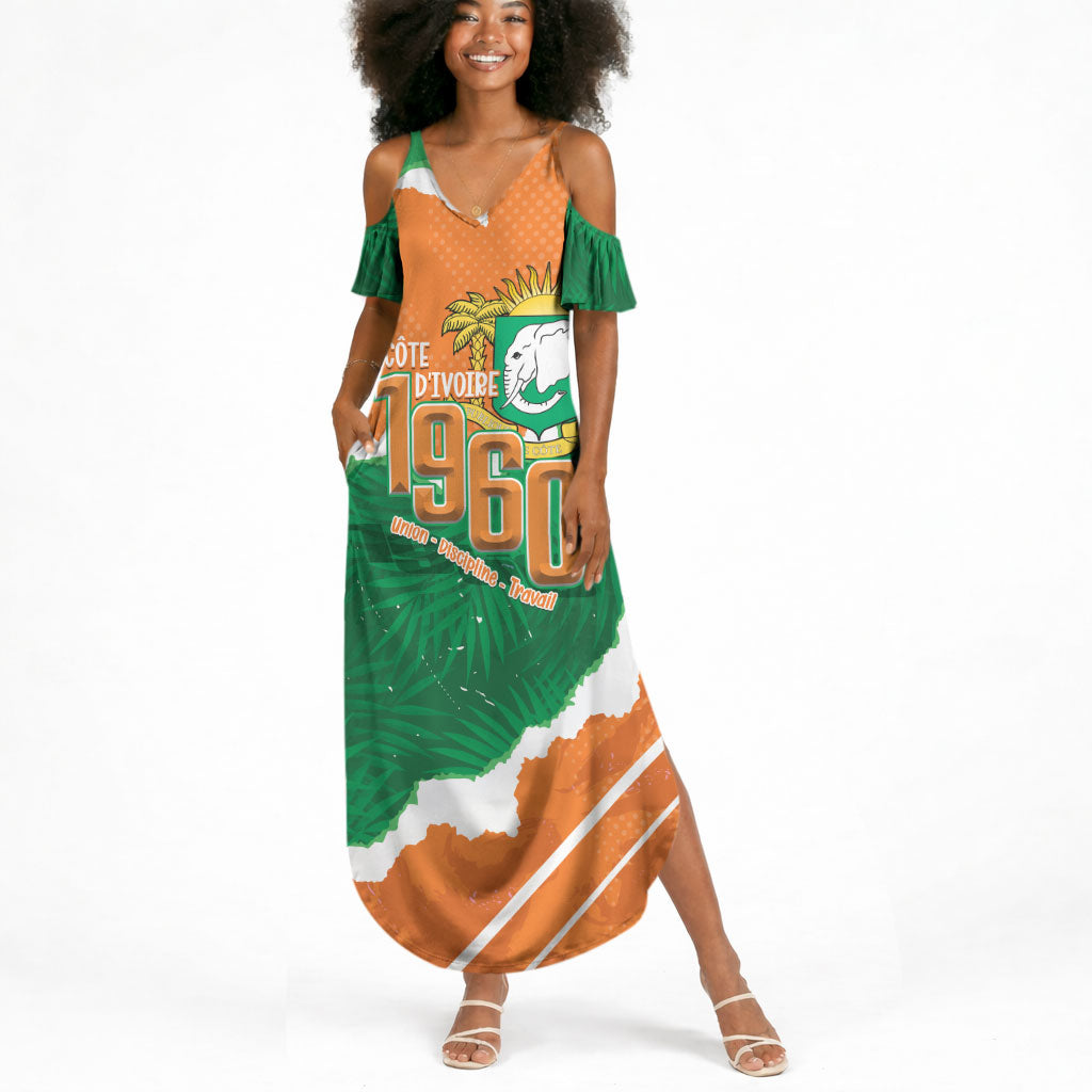 Cote d'Ivoire Independence Day Personalized Summer Maxi Dress 1960 Proud Coat Of Arms Grunge Style