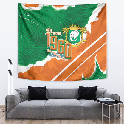Cote d'Ivoire Independence Day Tapestry 1960 Proud Coat Of Arms Grunge Style