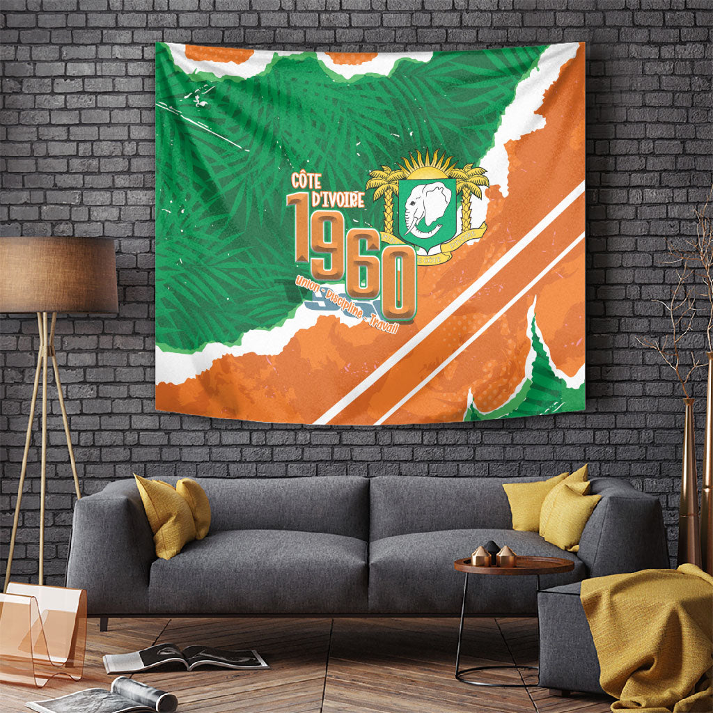 Cote d'Ivoire Independence Day Tapestry 1960 Proud Coat Of Arms Grunge Style