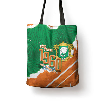 Cote d'Ivoire Independence Day Tote Bag 1960 Proud Coat Of Arms Grunge Style