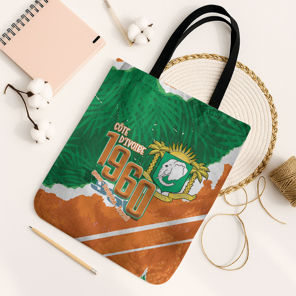 Cote d'Ivoire Independence Day Tote Bag 1960 Proud Coat Of Arms Grunge Style