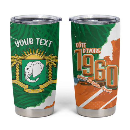 Cote d'Ivoire Independence Day Personalized Tumbler Cup 1960 Proud Coat Of Arms Grunge Style