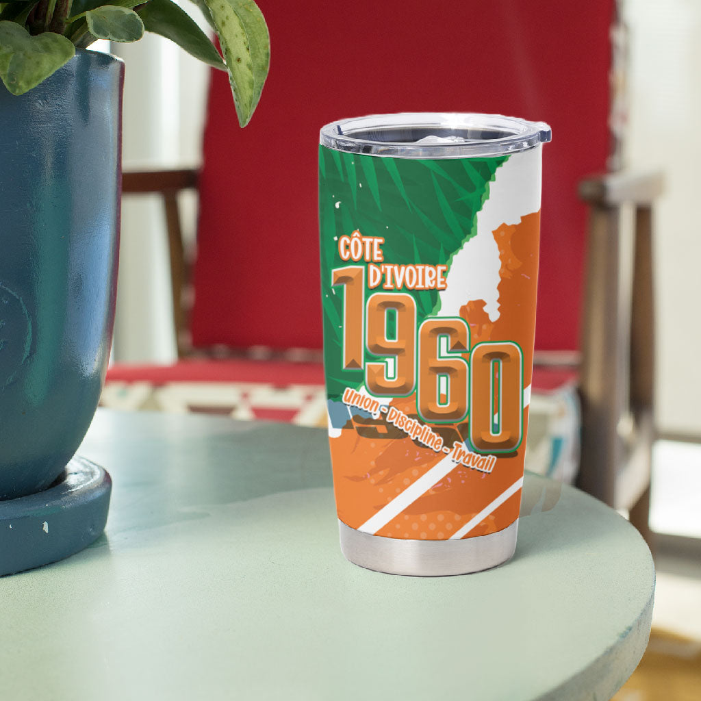 Cote d'Ivoire Independence Day Personalized Tumbler Cup 1960 Proud Coat Of Arms Grunge Style