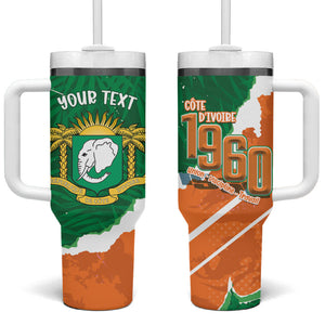 Cote d'Ivoire Independence Day Personalized Tumbler With Handle 1960 Proud Coat Of Arms Grunge Style