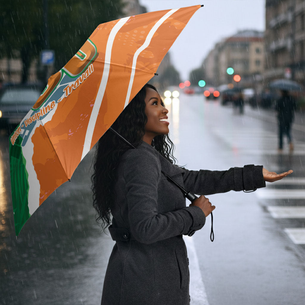 Cote d'Ivoire Independence Day Umbrella 1960 Proud Coat Of Arms Grunge Style
