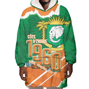 Cote d'Ivoire Independence Day Personalized Wearable Blanket Hoodie 1960 Proud Coat Of Arms Grunge Style
