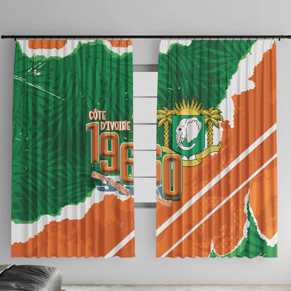 Cote d'Ivoire Independence Day Window Curtain 1960 Proud Coat Of Arms Grunge Style