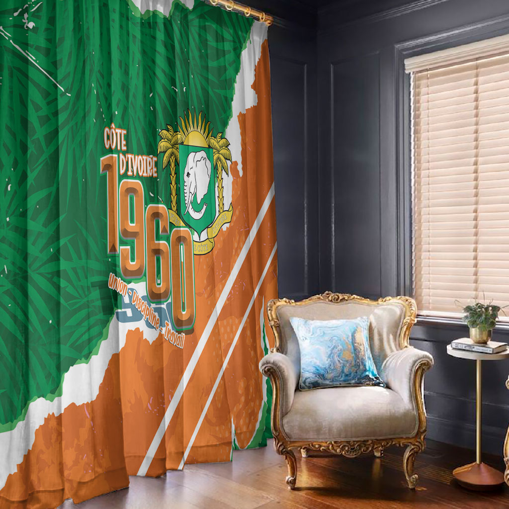 Cote d'Ivoire Independence Day Window Curtain 1960 Proud Coat Of Arms Grunge Style