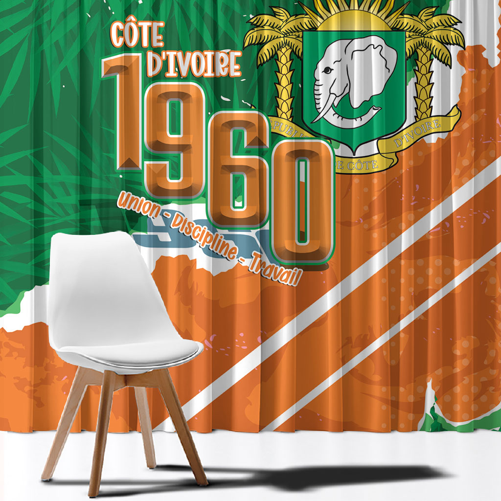 Cote d'Ivoire Independence Day Window Curtain 1960 Proud Coat Of Arms Grunge Style