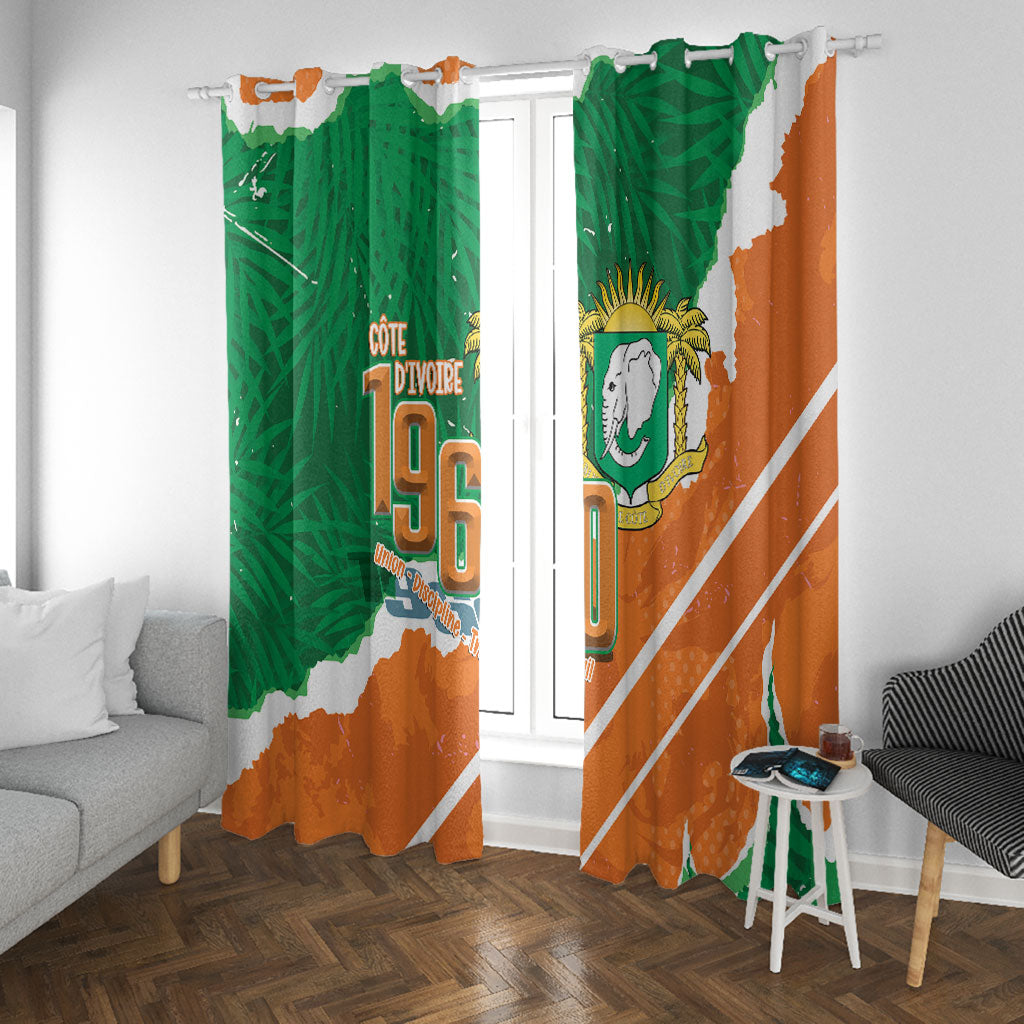 Cote d'Ivoire Independence Day Window Curtain 1960 Proud Coat Of Arms Grunge Style