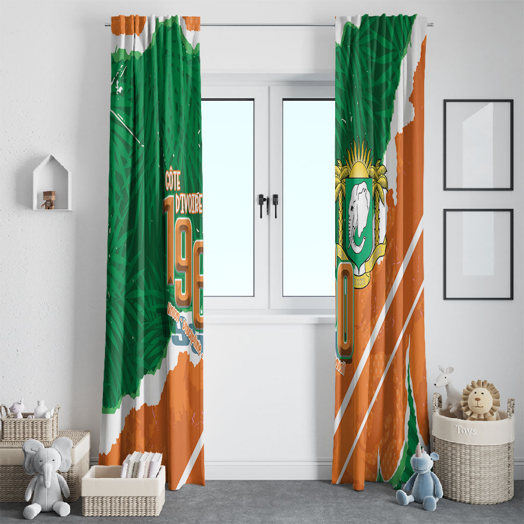 Cote d'Ivoire Independence Day Window Curtain 1960 Proud Coat Of Arms Grunge Style