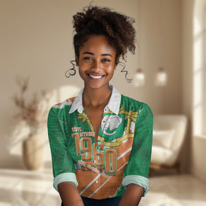 Cote d'Ivoire Independence Day Personalized Women Casual Shirt 1960 Proud Coat Of Arms Grunge Style