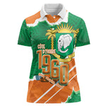 Cote d'Ivoire Independence Day Personalized Women Polo Shirt 1960 Proud Coat Of Arms Grunge Style