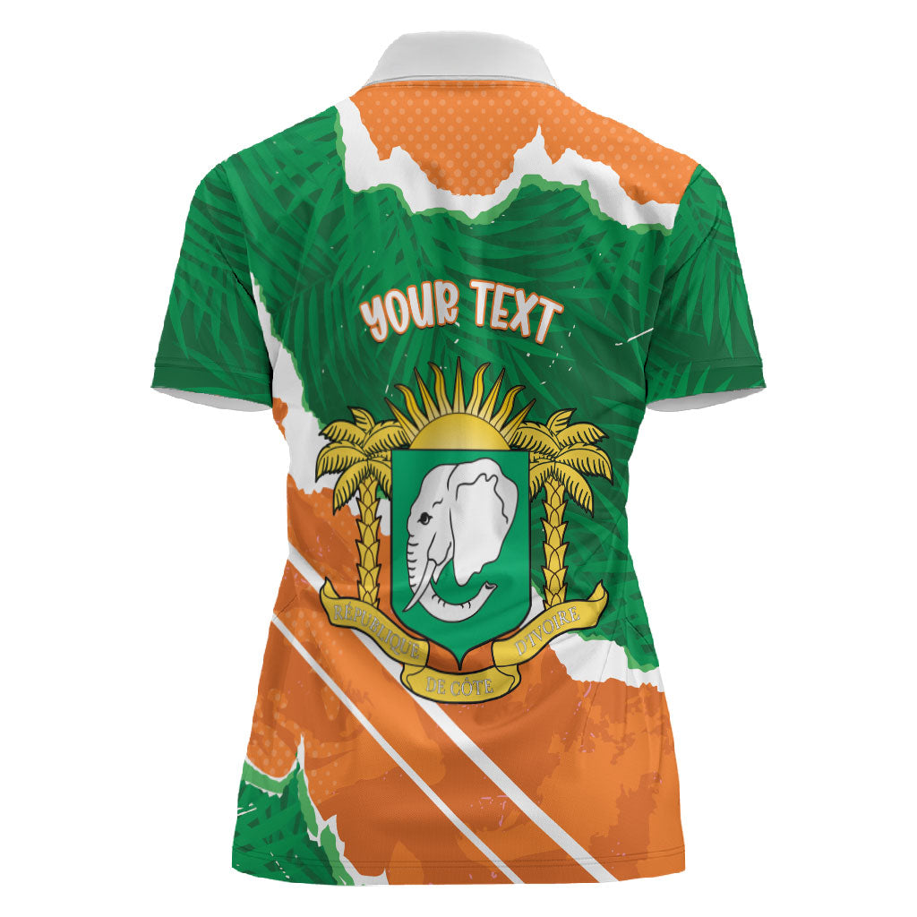 Cote d'Ivoire Independence Day Personalized Women Polo Shirt 1960 Proud Coat Of Arms Grunge Style