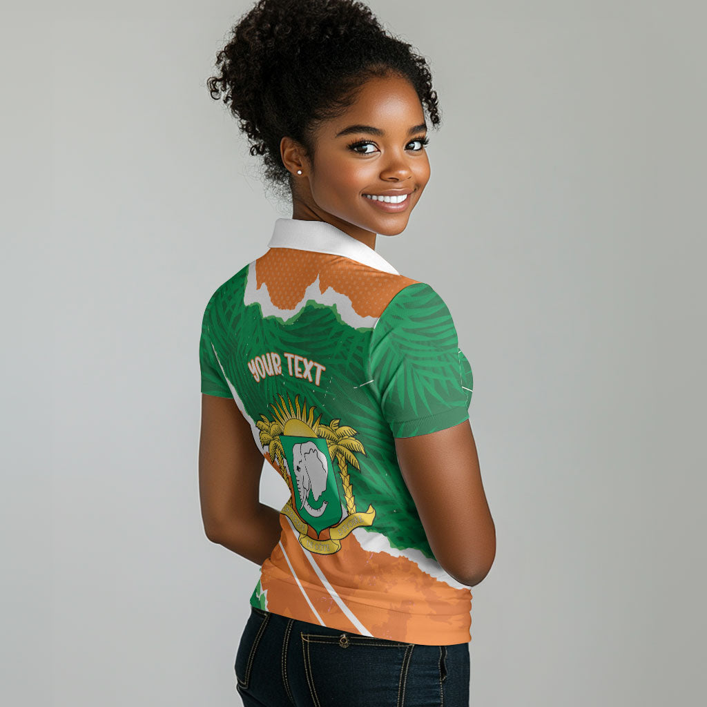 Cote d'Ivoire Independence Day Personalized Women Polo Shirt 1960 Proud Coat Of Arms Grunge Style