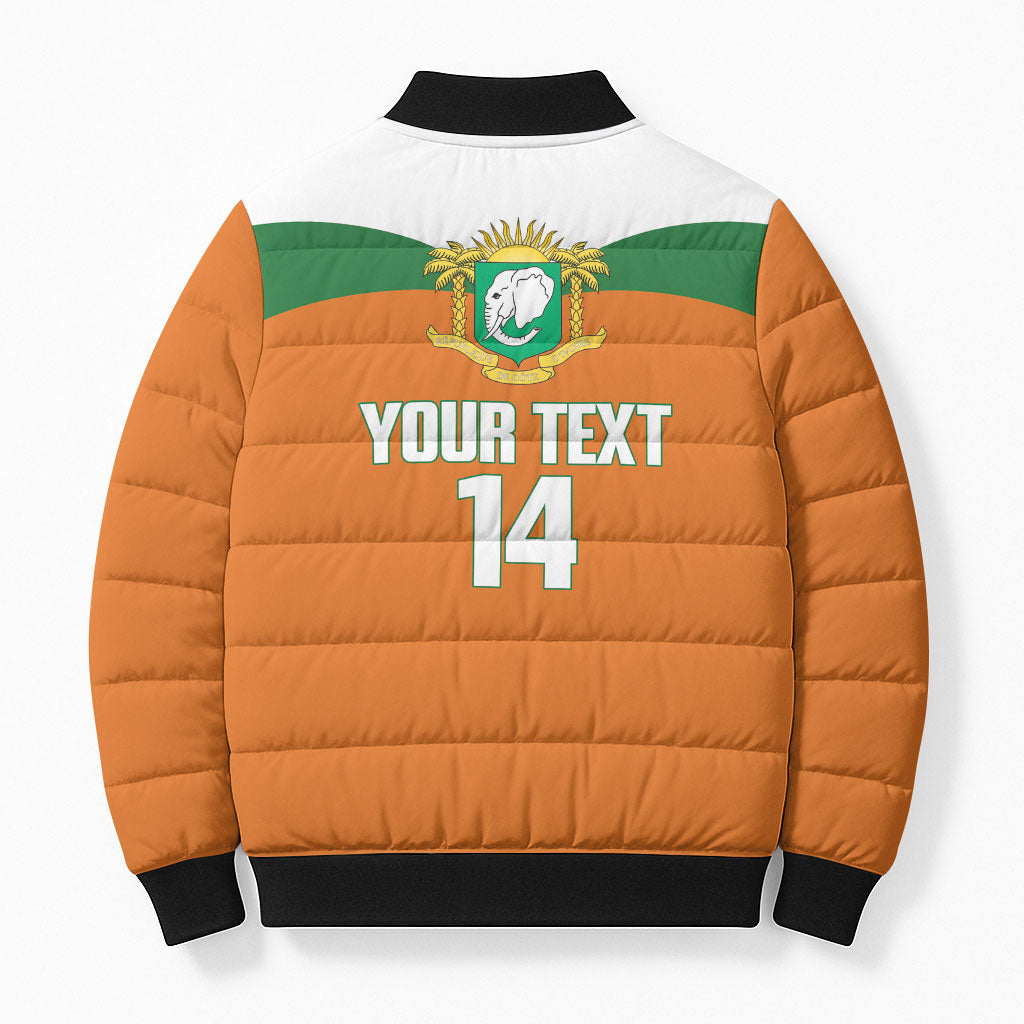 Custom Cote d'Ivoire 2026 Football Bomber Puffer Jacket Allez Les Elephant