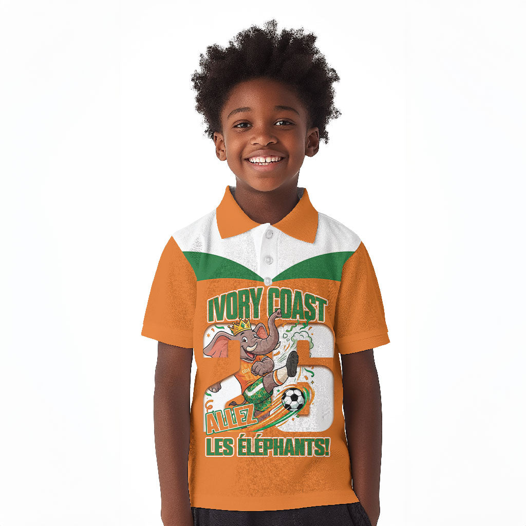 Custom Cote d'Ivoire 2026 Football Kid Polo Shirt Allez Les Elephant