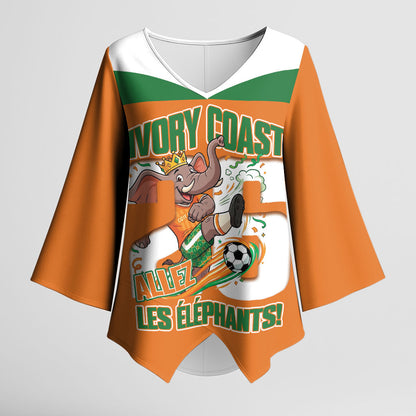Custom Cote d'Ivoire 2026 Football Kimono Sleeve Blouse Allez Les Elephant