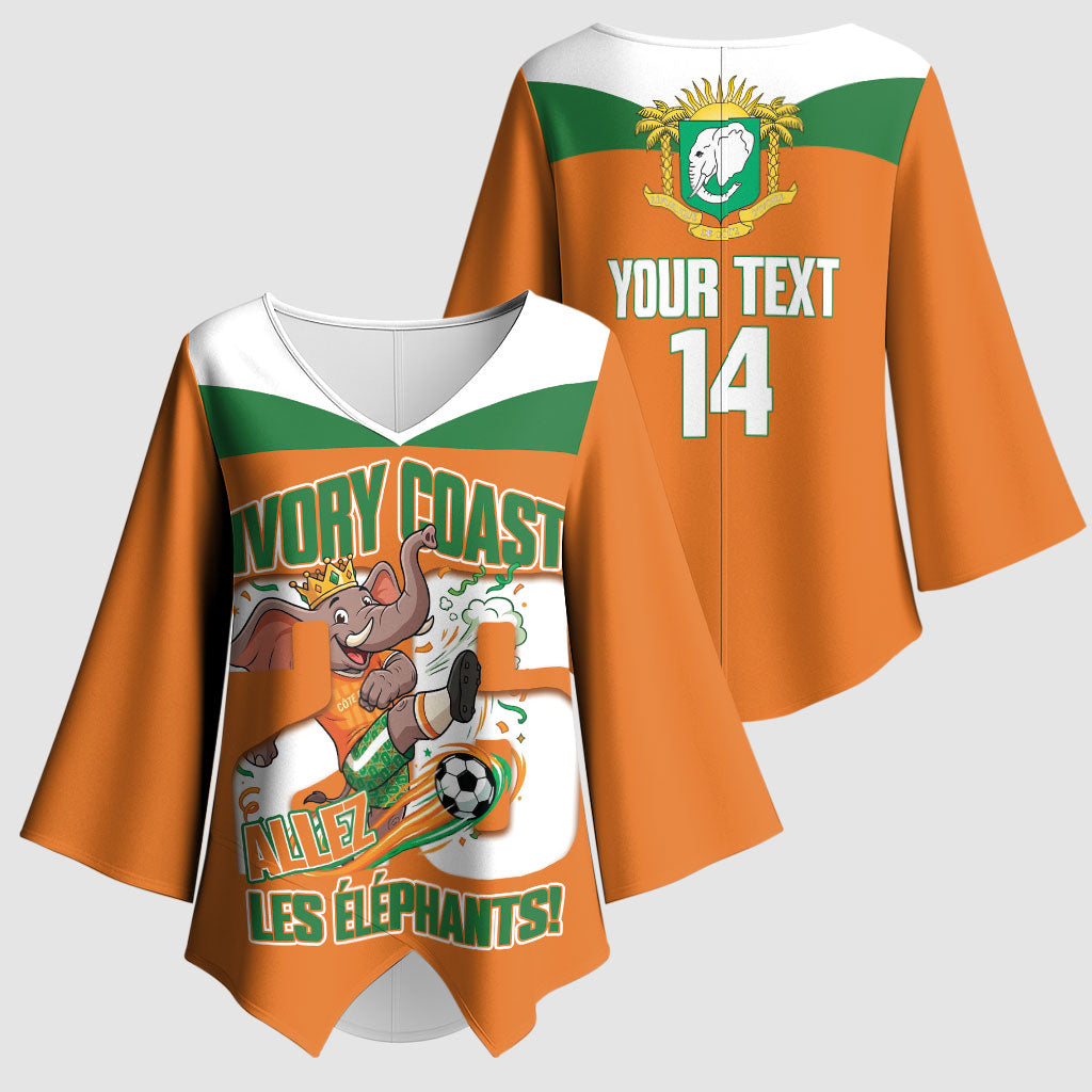 Custom Cote d'Ivoire 2026 Football Kimono Sleeve Blouse Allez Les Elephant