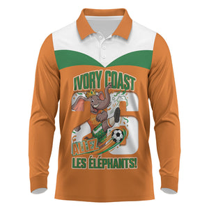 Custom Cote d'Ivoire 2026 Football Long Sleeve Polo Shirt Allez Les Elephant