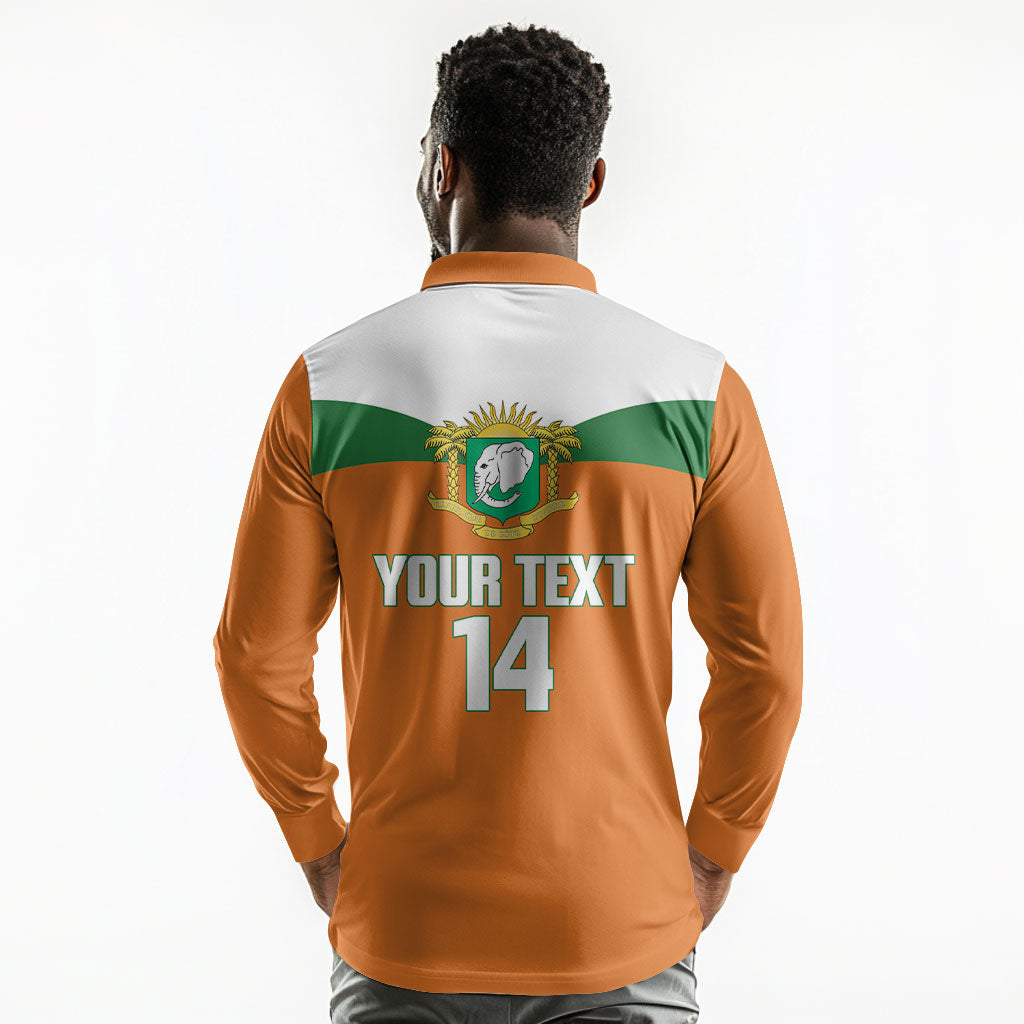 Custom Cote d'Ivoire 2026 Football Long Sleeve Polo Shirt Allez Les Elephant