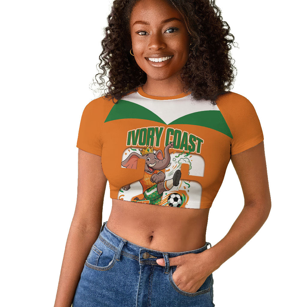 Custom Cote d'Ivoire 2026 Football Raglan Cropped T shirt Allez Les Elephant